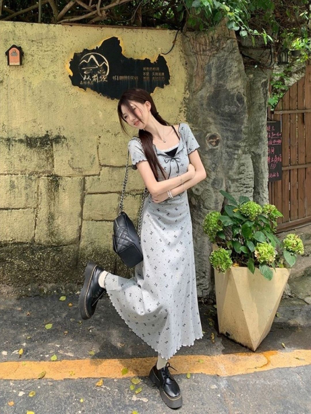 

StyleCast Printed Short Sleeves Maxi Dress, Grey