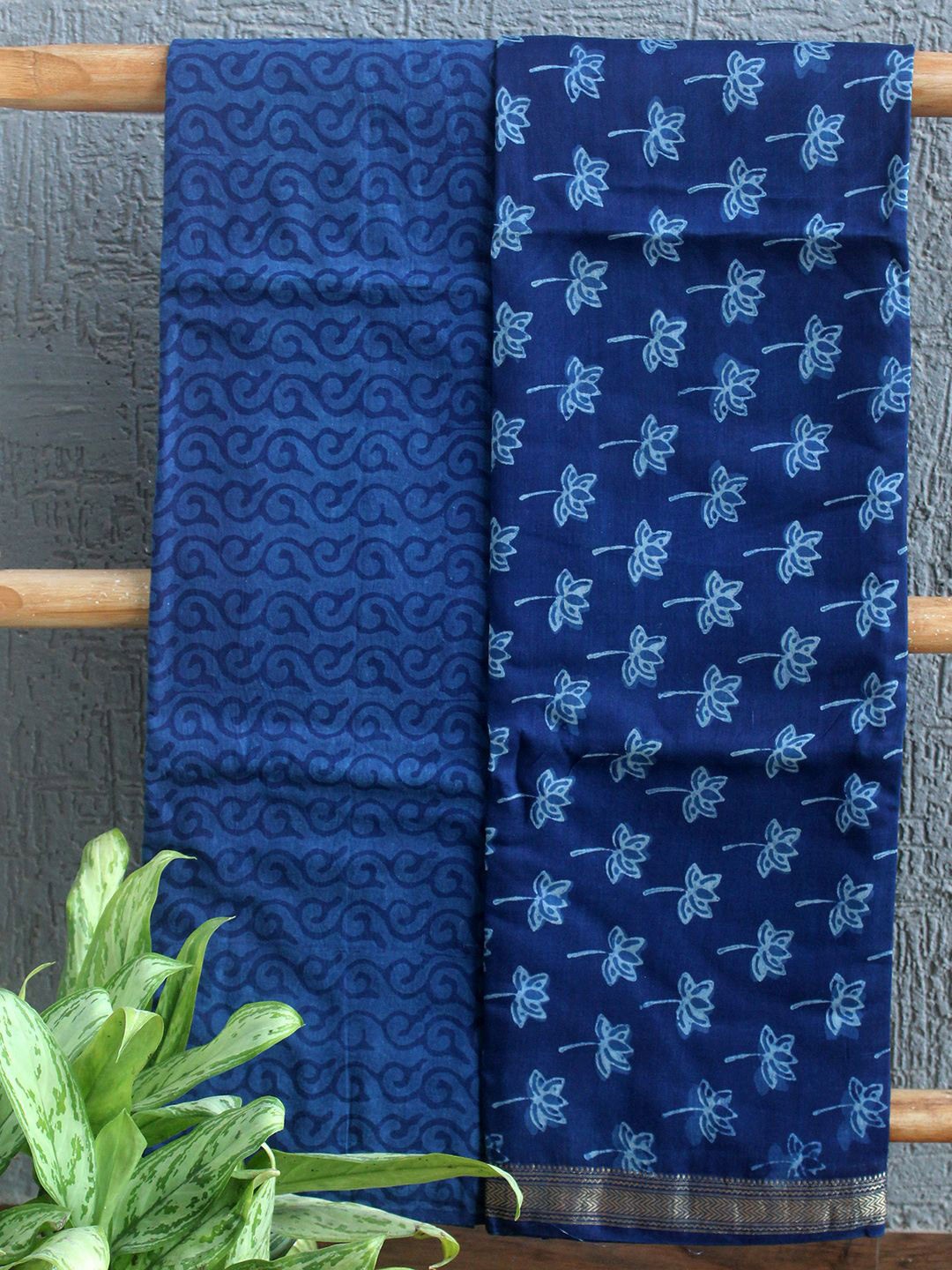 

Weaves of Tradition Printed Unstitched Dress Material, Blue