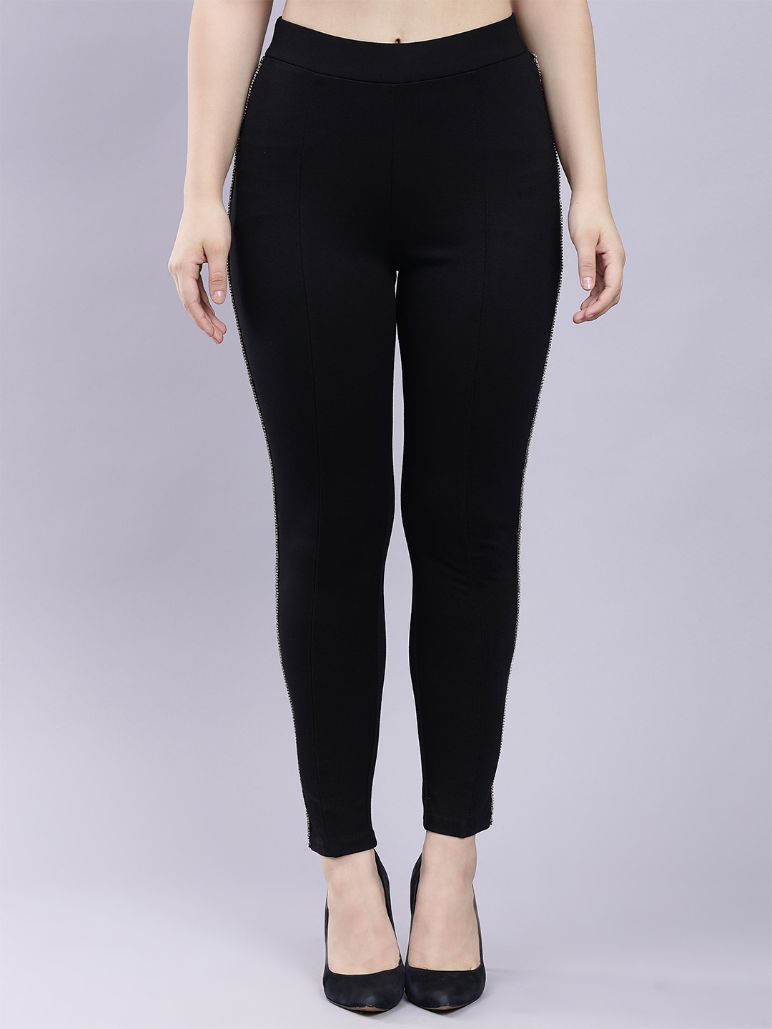 

SAFFE Women Skinny Fit Treggings, Black