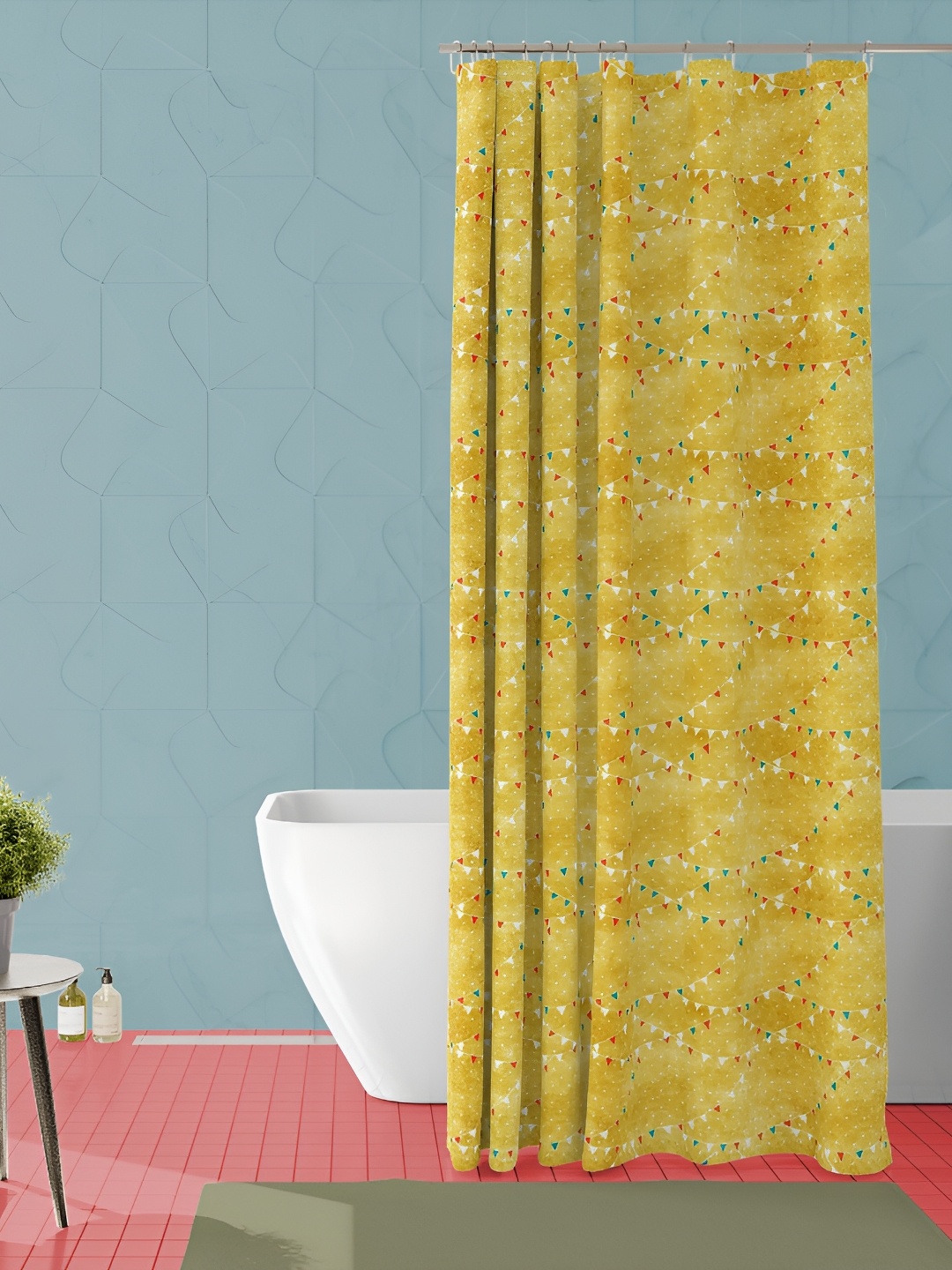 

ArtzFolio Yellow Printed Waterproof Shower Curtain