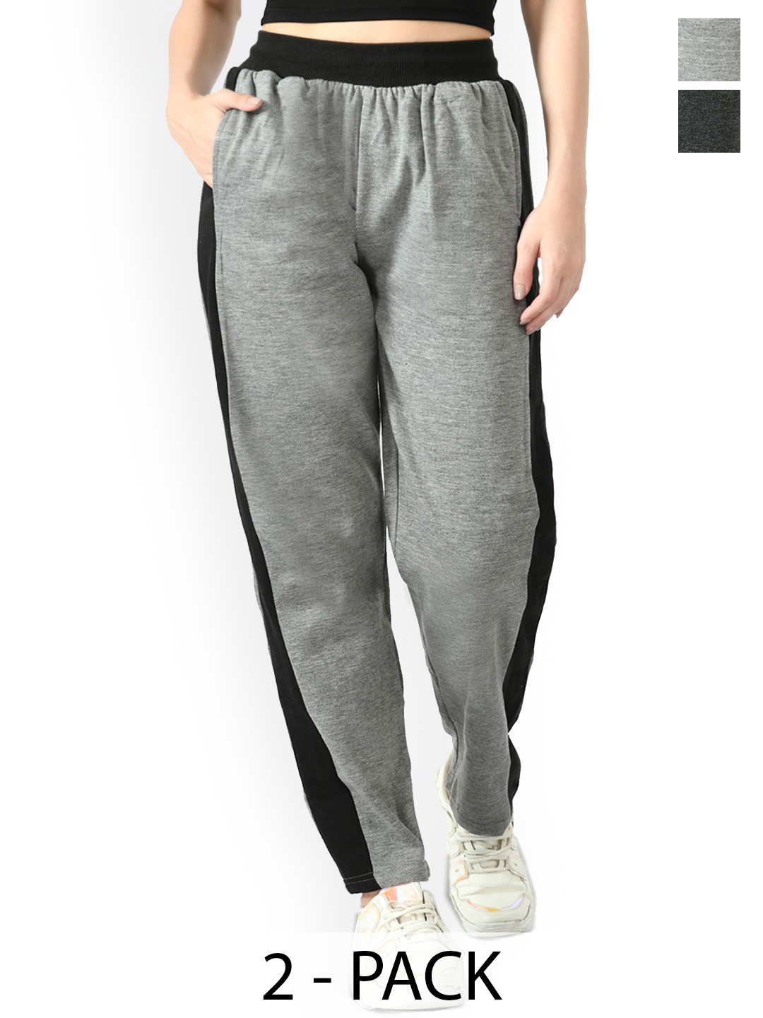 

BAESD Women Pack Of 2 Winter Wearing Mid-Rise Track Pants, Black