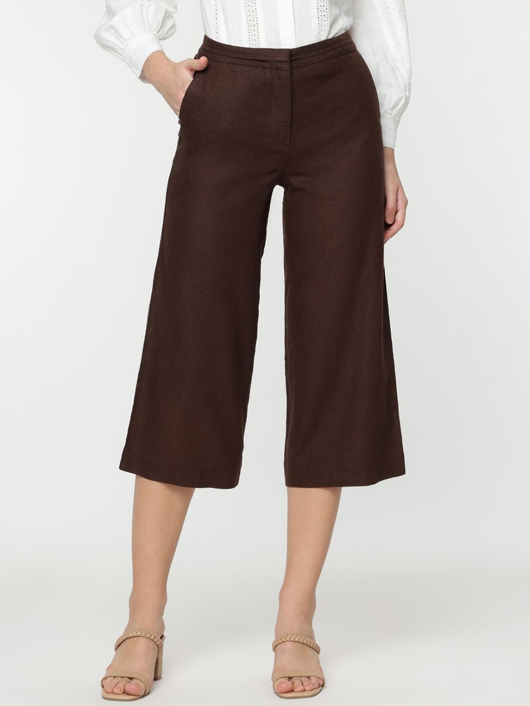 

Marks & Spencer Women Relaxed High-Rise Culottes Trouser, Brown