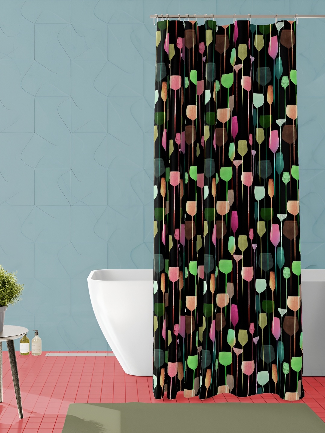

ArtzFolio Black & Green Printed Waterproof Shower Curtain
