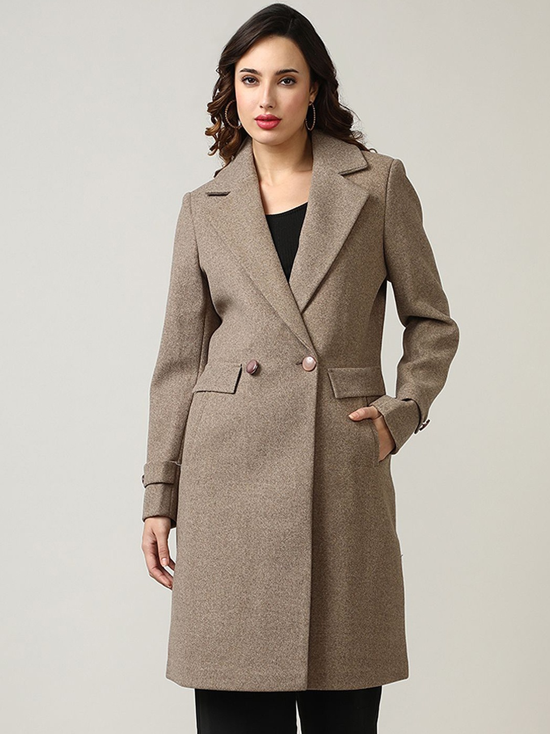 

Fort Collins Women Woolen Longline Trench Coat, Brown