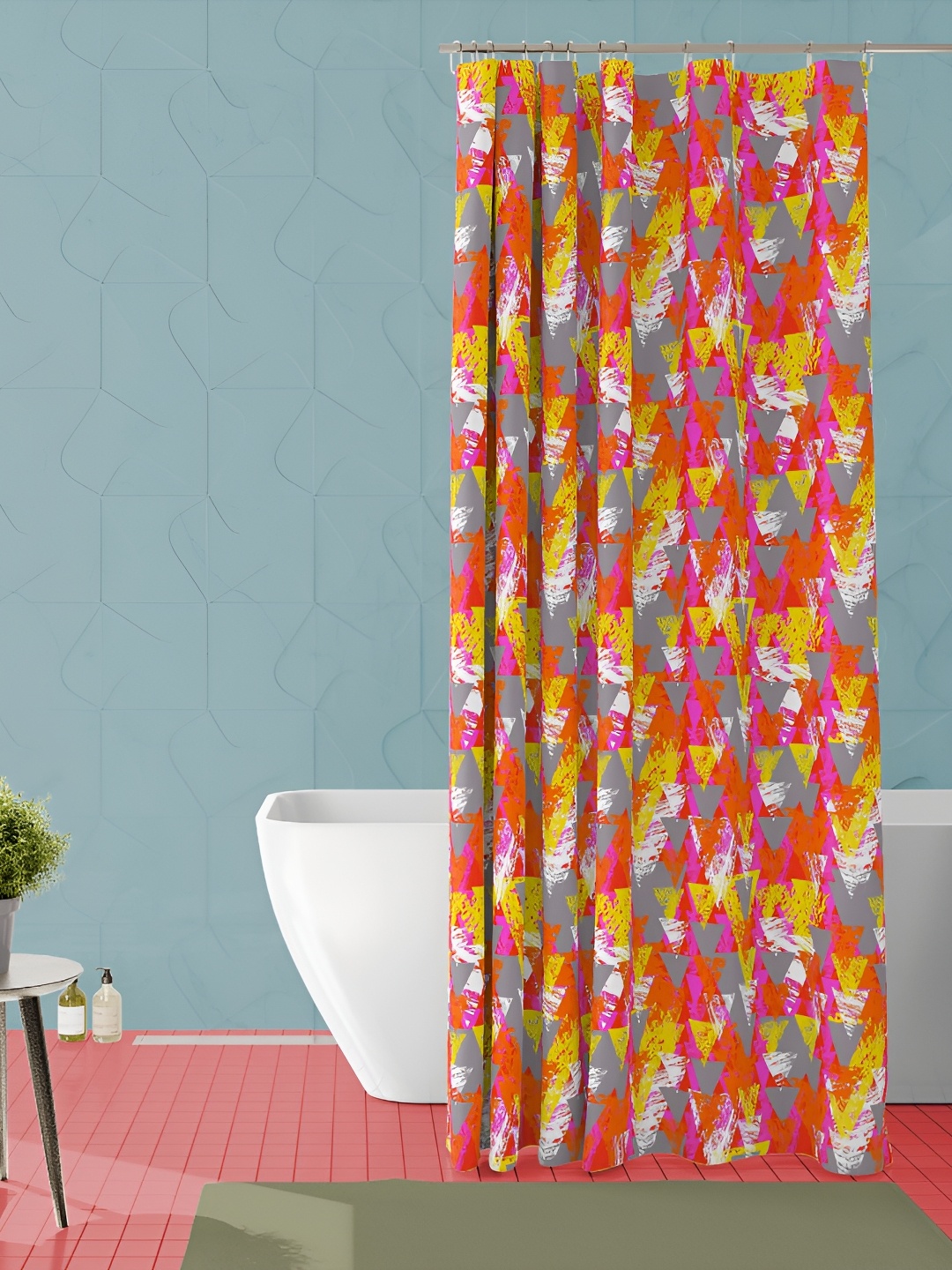 

ArtzFolio Red & Grey Printed Waterproof Shower Curtain