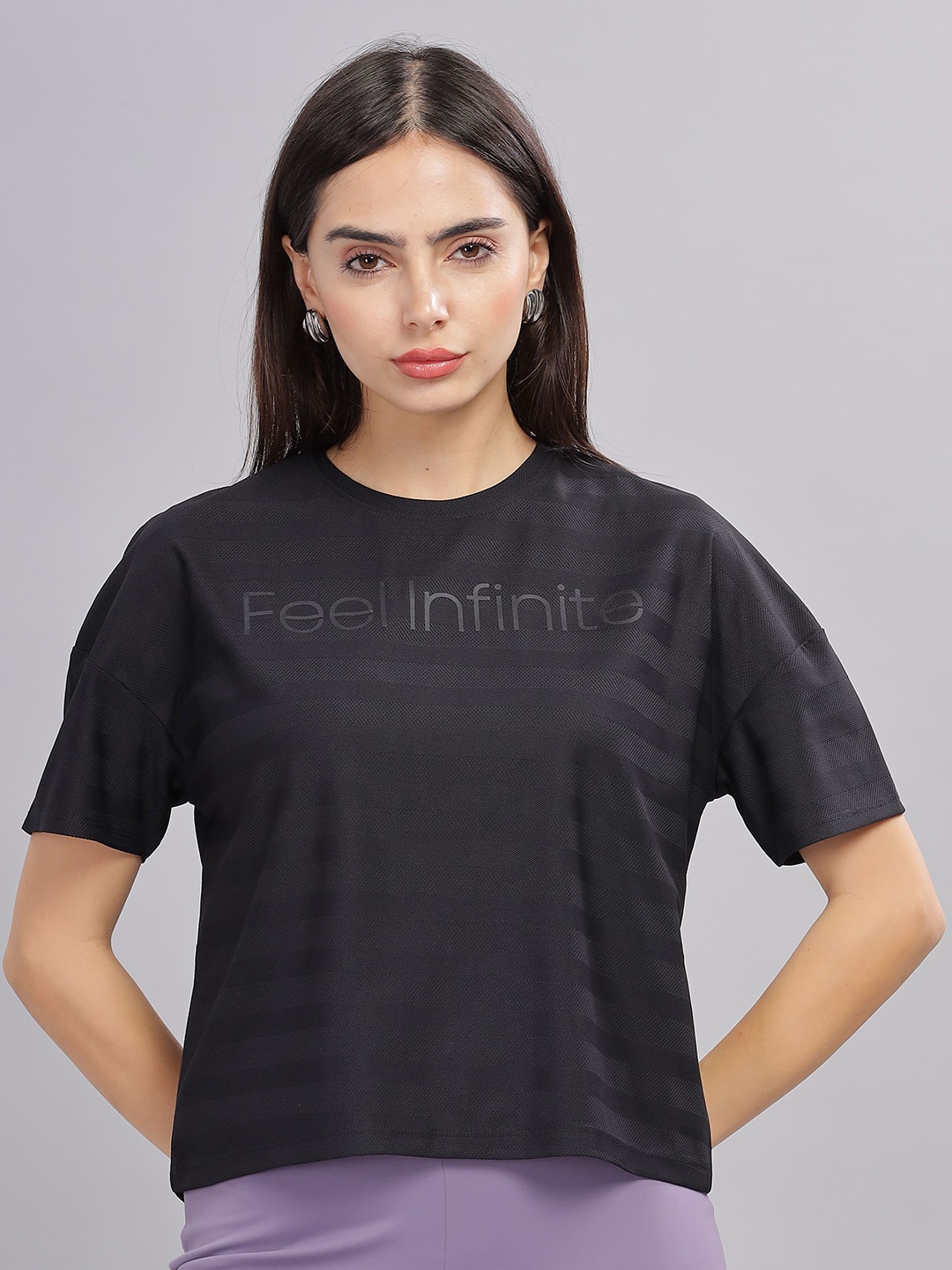 

Domin8 Women Printed Lightweight Wrinkle Resistant Top, Black
