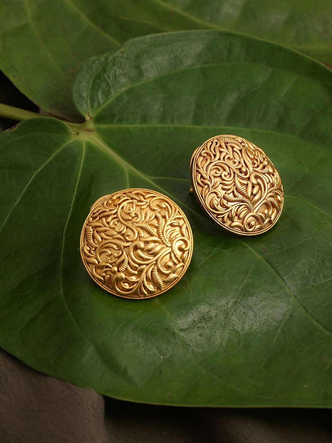 

Ruby Raang Gold-Plated Contemporary Studs Earrings