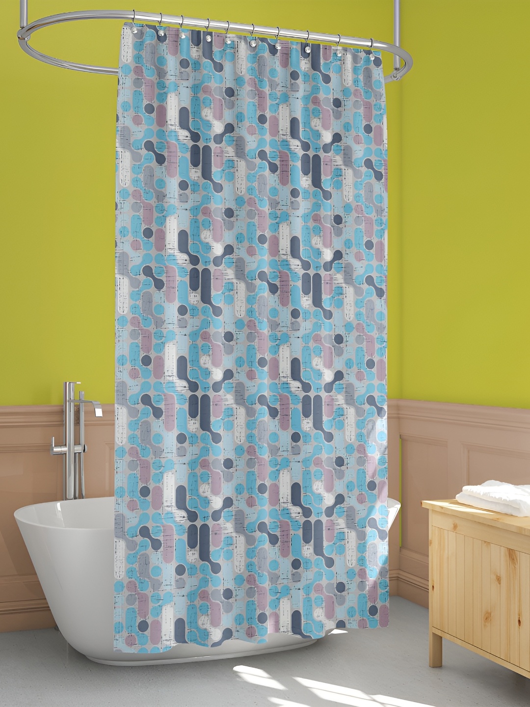

ArtzFolio Blue & Brown Printed Waterproof Shower Curtain