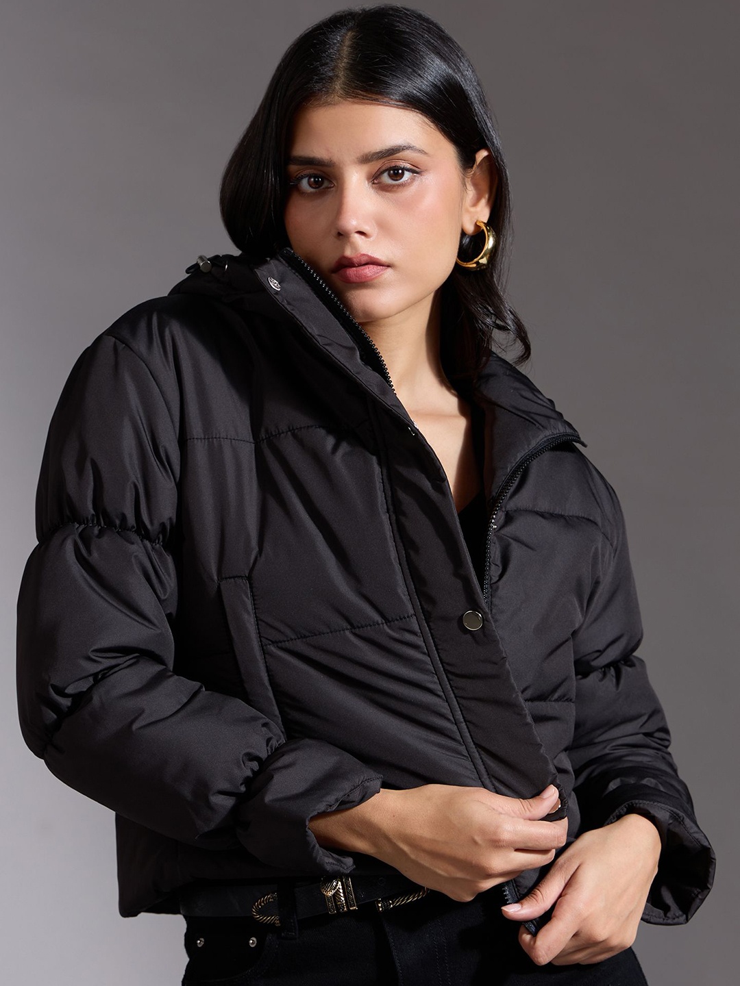

20Dresses Women Crop Puffer Jacket, Black