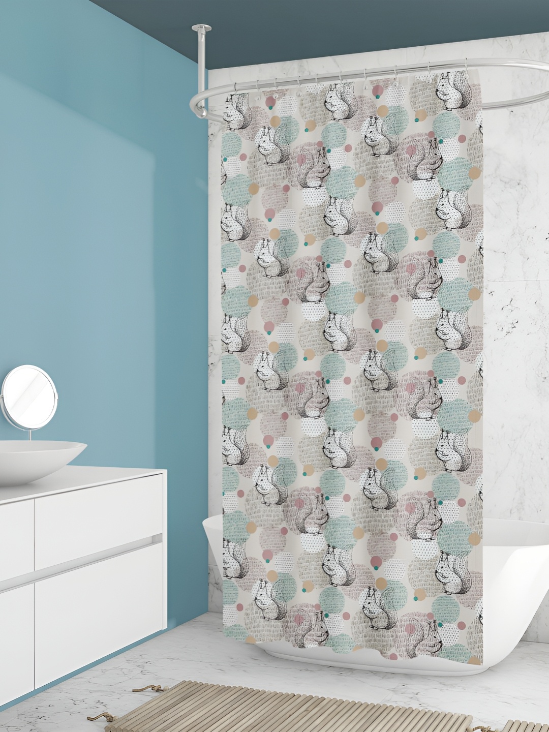 

ArtzFolio Single Piece Waterproof Polyester Shower Curtain, Multi
