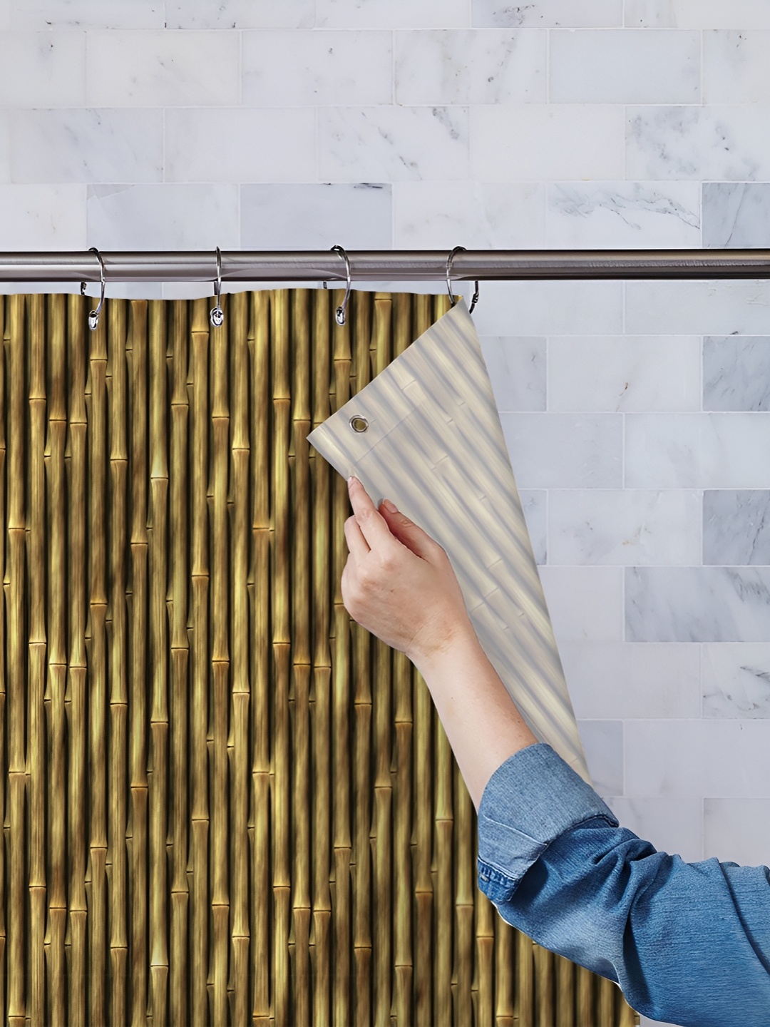 

ArtzFolio Brown & Yellow Printed Water Proof Shower Curtain