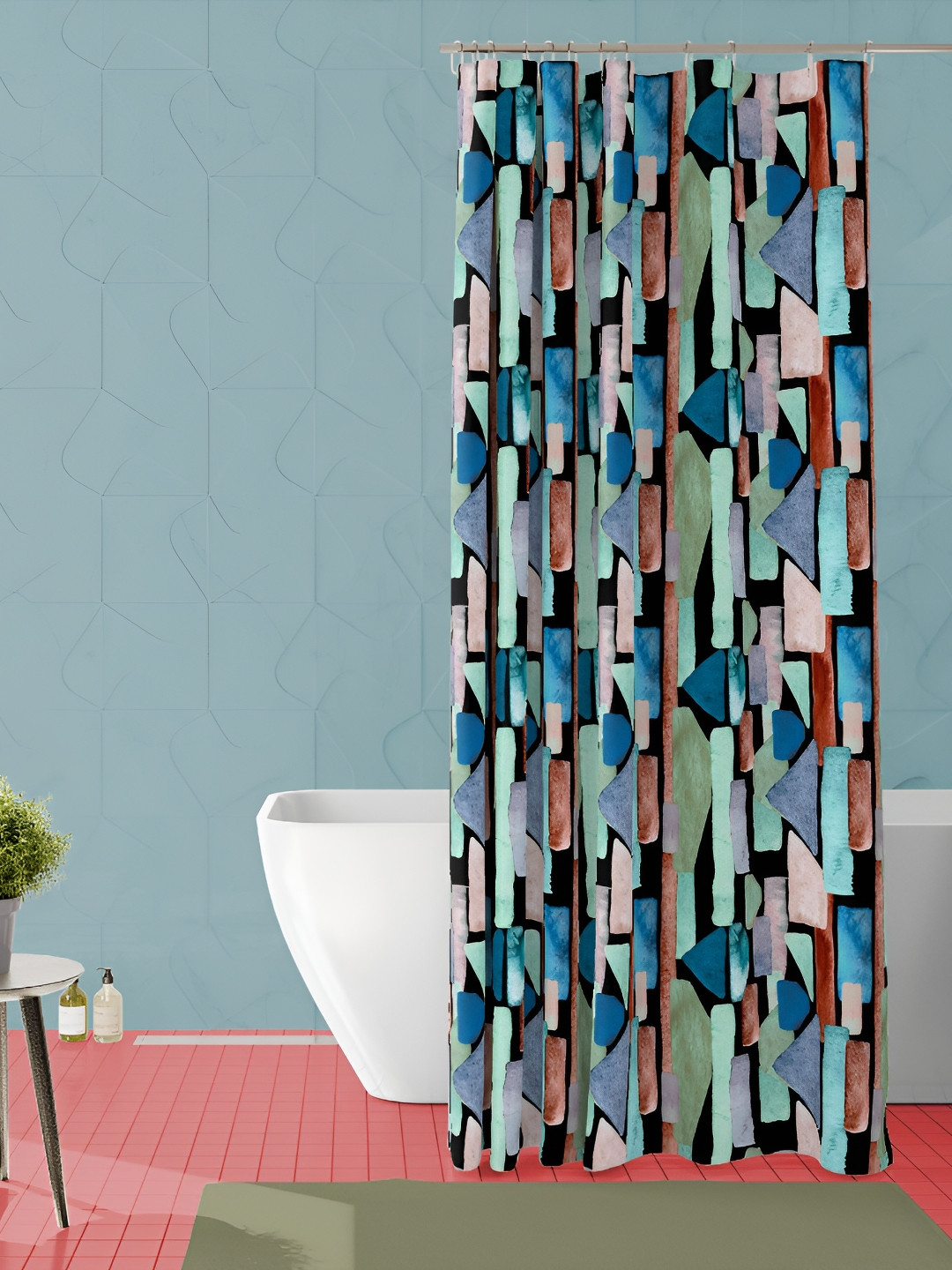 

ArtzFolio Black & Green Printed Waterproof Shower Curtain