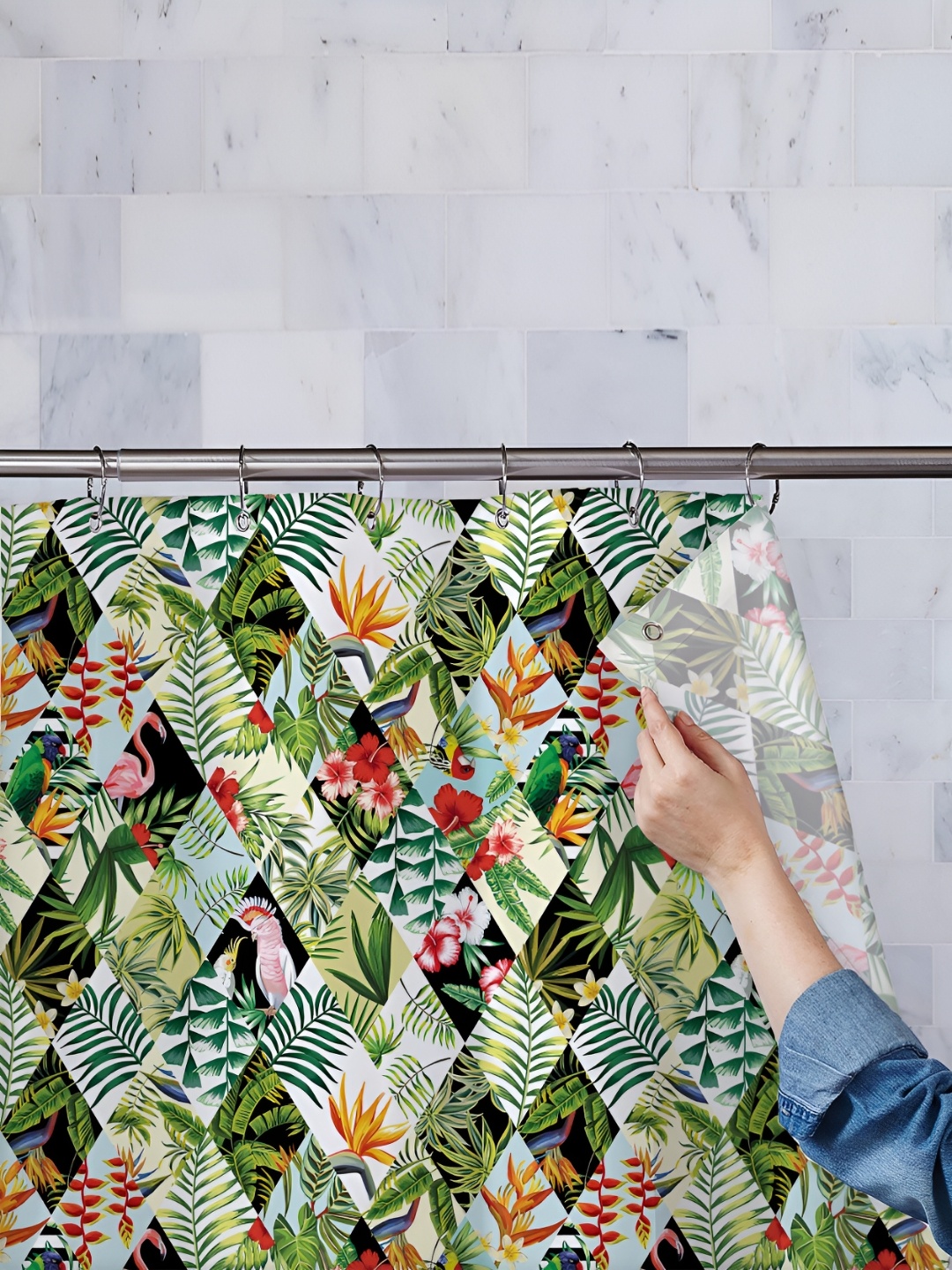 

ArtzFolio Single Piece Waterproof Polyester Shower Curtain, Multi