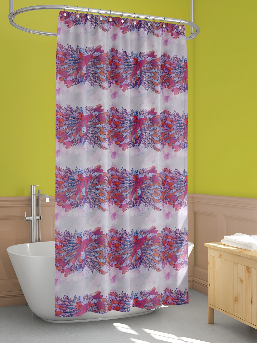 

ArtzFolio Pink & Purple Printed Waterproof Shower Curtains