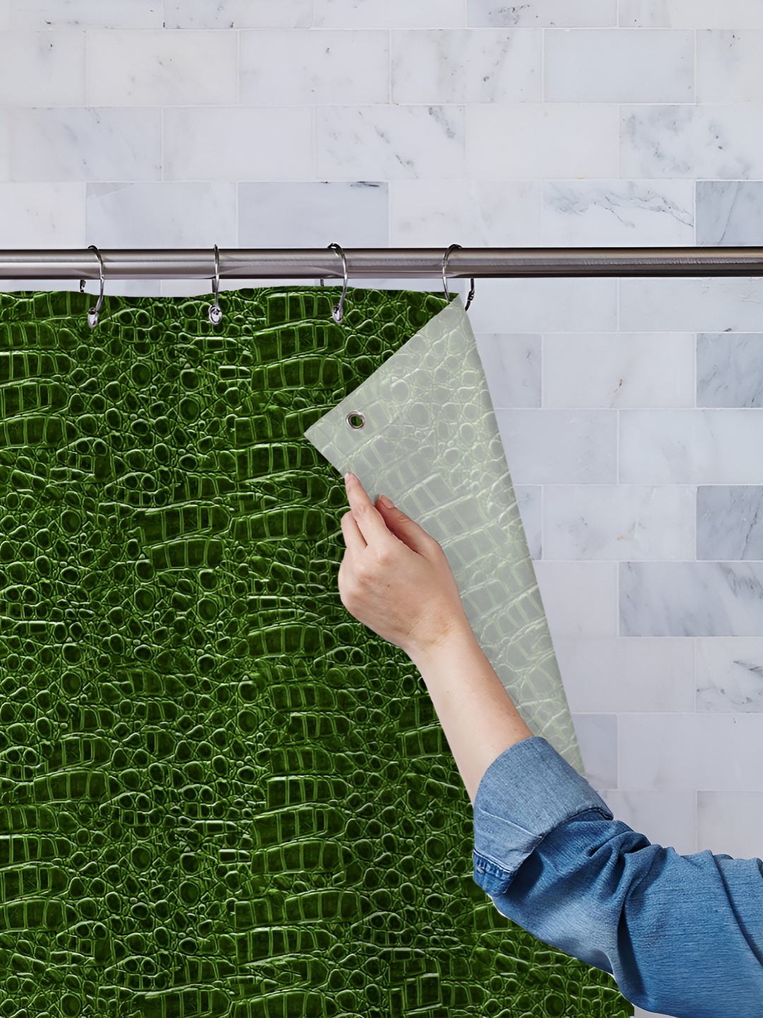 

ArtzFolio Green Printed Waterproof Shower Curtains