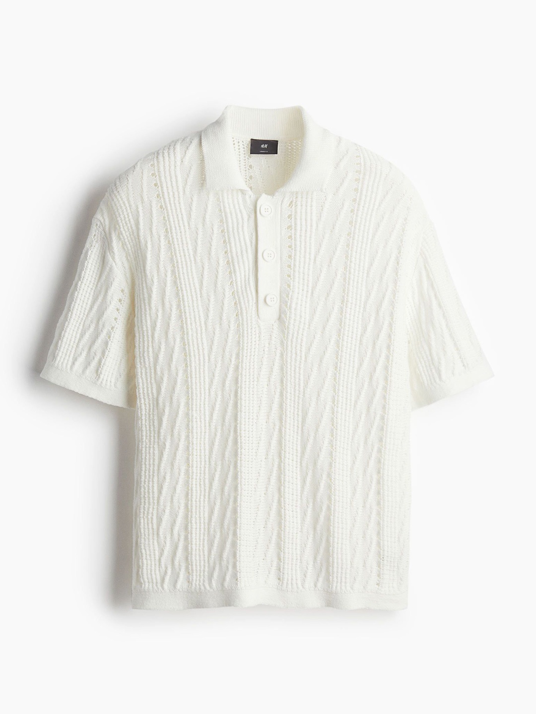 

H&M Men Pure Cotton Polo Tshirt, White
