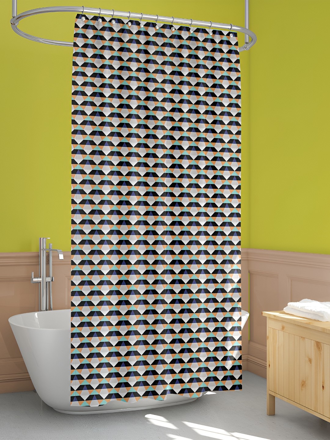 

ArtzFolio Black & White Geometric Printed Waterproof Shower Curtain