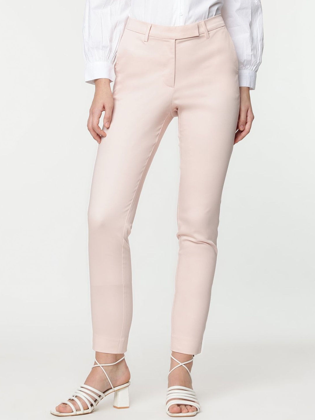 

Marks & Spencer Women Slim Fit High-Rise Trousers, Pink
