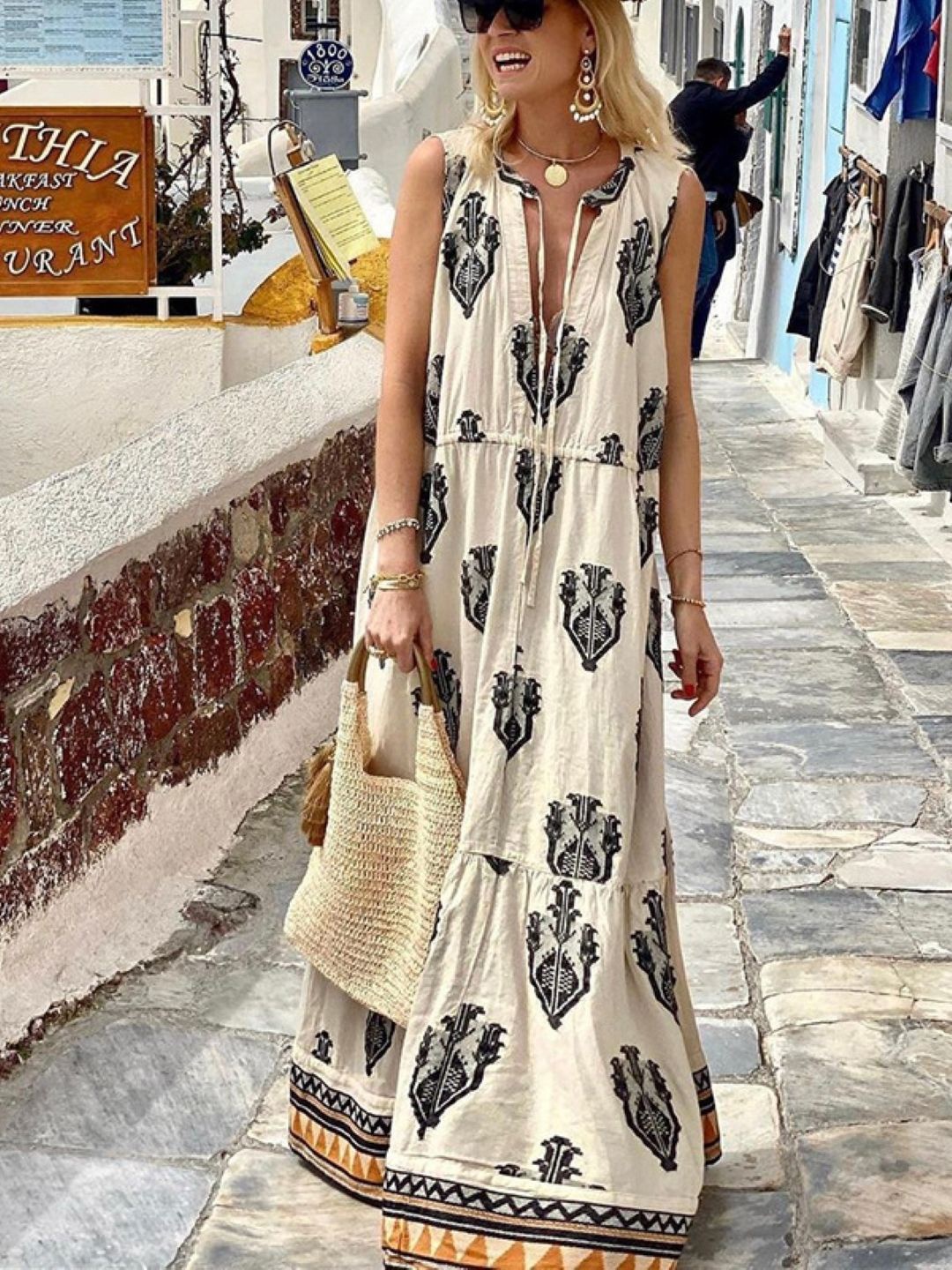 

StyleCast Women Ethnic Motifs Printed Maxi Dress, Off white