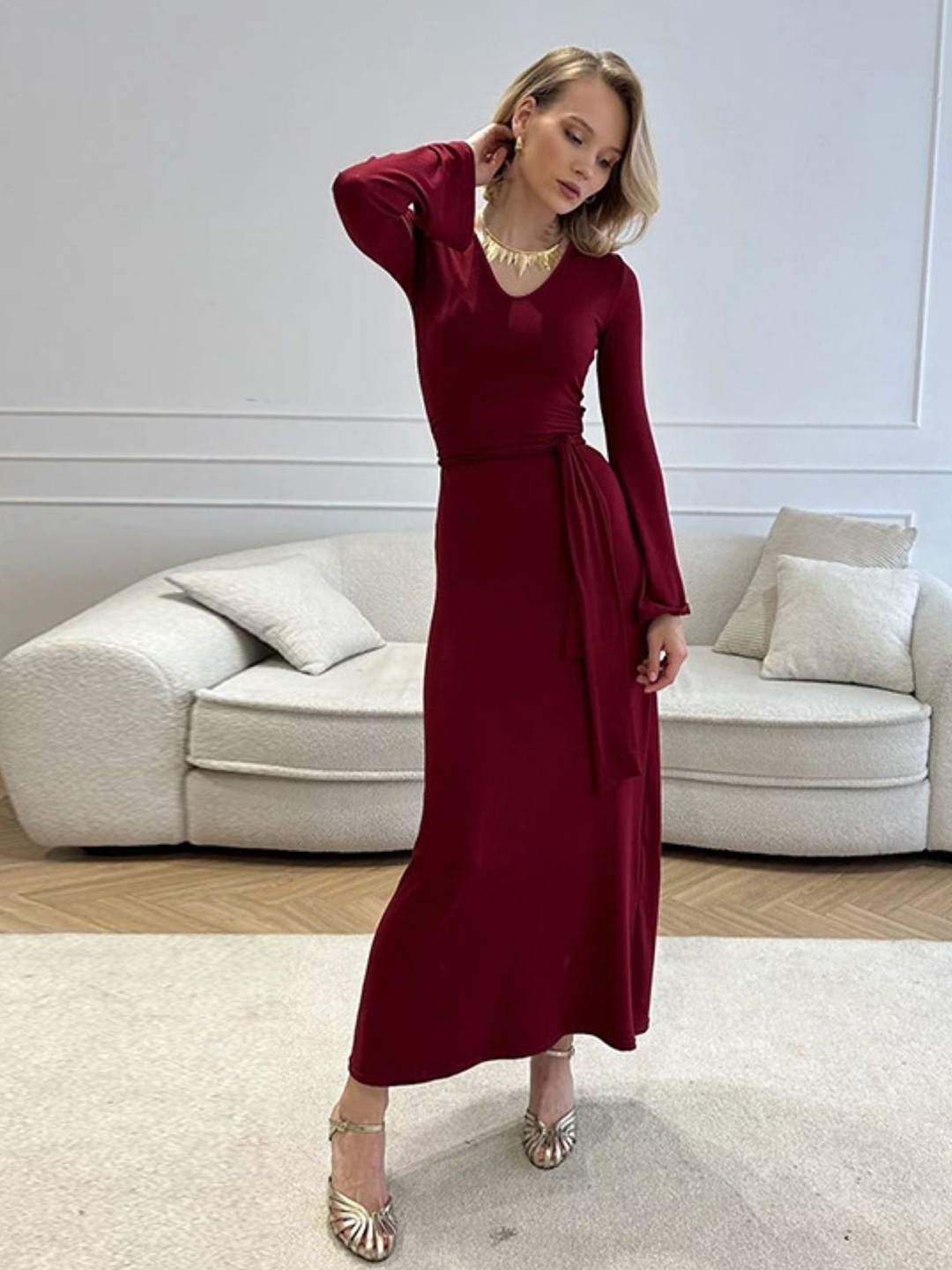 

KPOP Women Bodycon Maxi Dress, Maroon