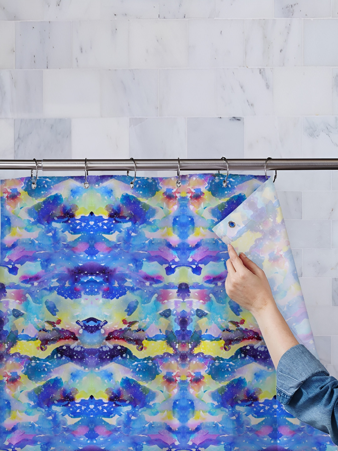 

ArtzFolio Single Piece Waterproof Polyester Shower Curtain, Multi