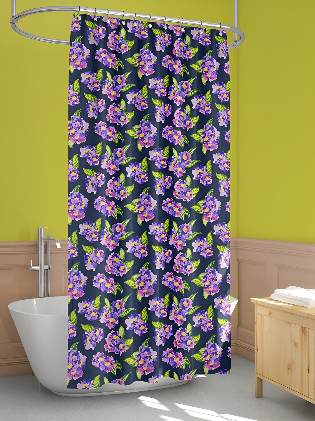 

ArtzFolio Blue & Green Floral Printed Waterproof Shower Curtain
