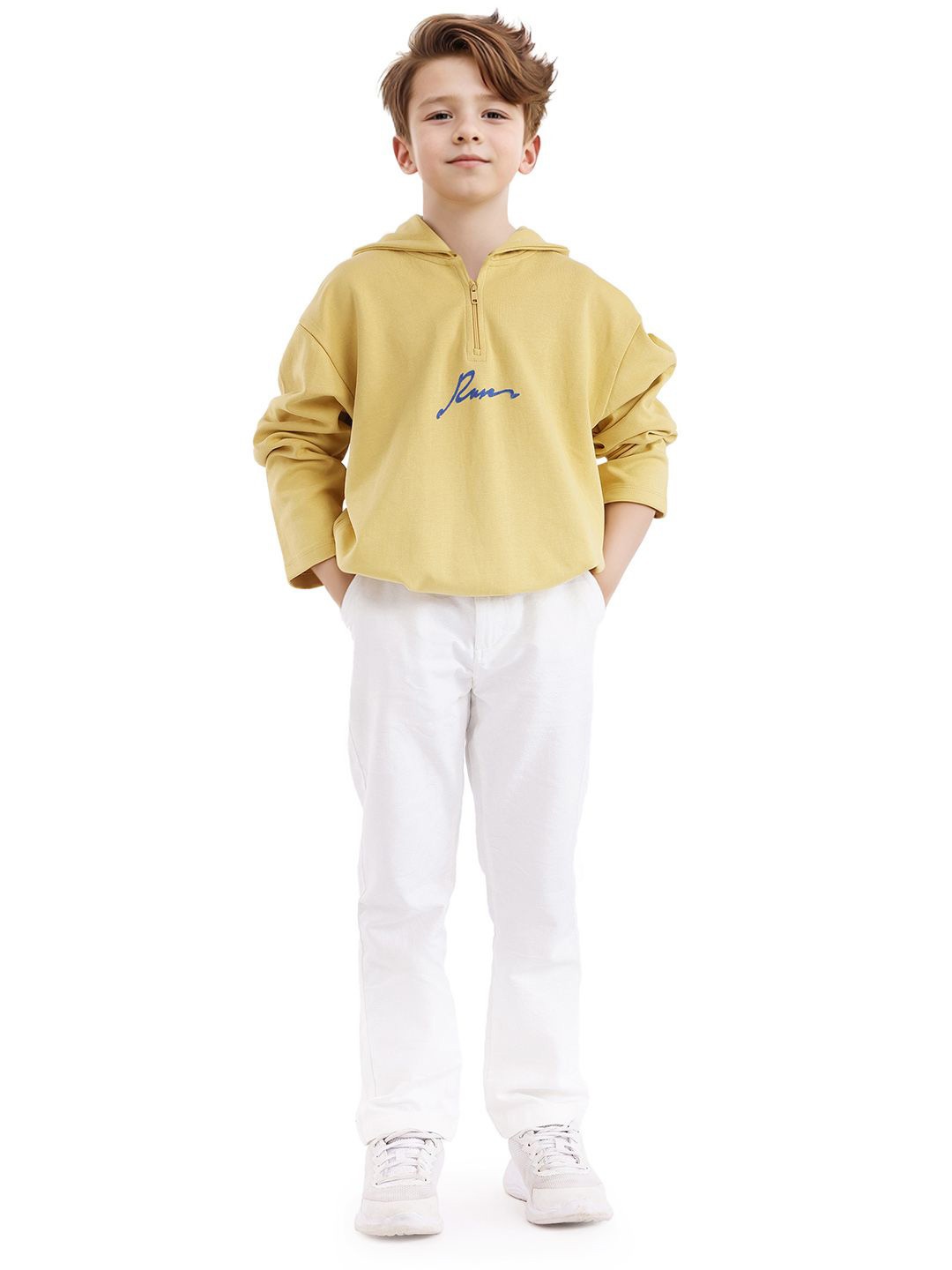 

Rare Ones Boys Flock Print Hooded Sweatshirt, Yellow