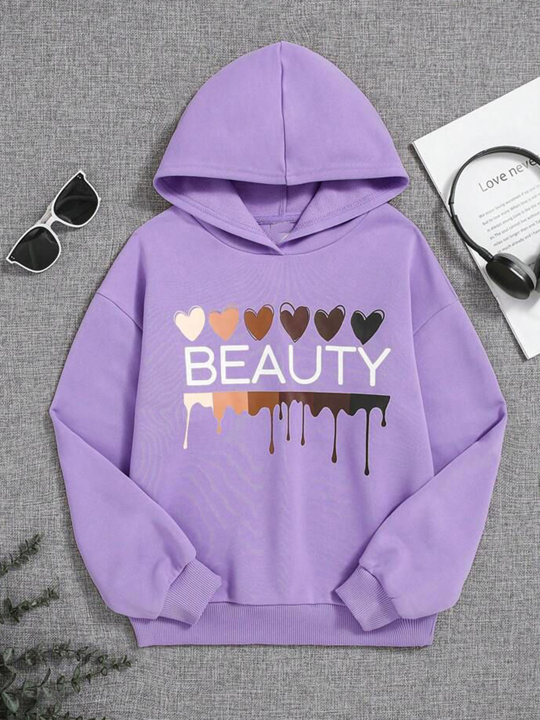 

TABADTOD Unisex Kids Geometric Printed Hooded Sweatshirt, Lavender