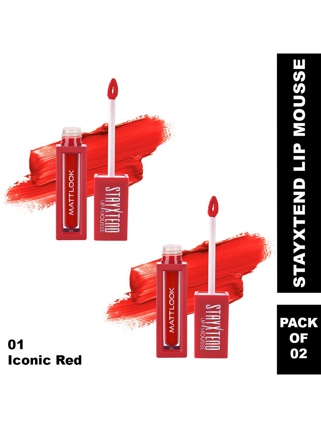 

MATTLOOK Stayxtend Set Of 2 Mousse Lipstick - 4 ml Each - Iconic Red