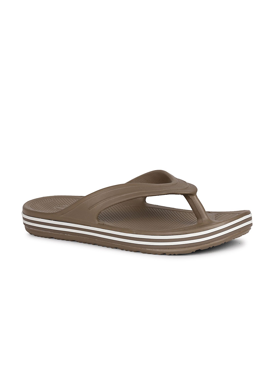 

Aqualite Men Striped Rubber Thong Flip-Flops, Brown