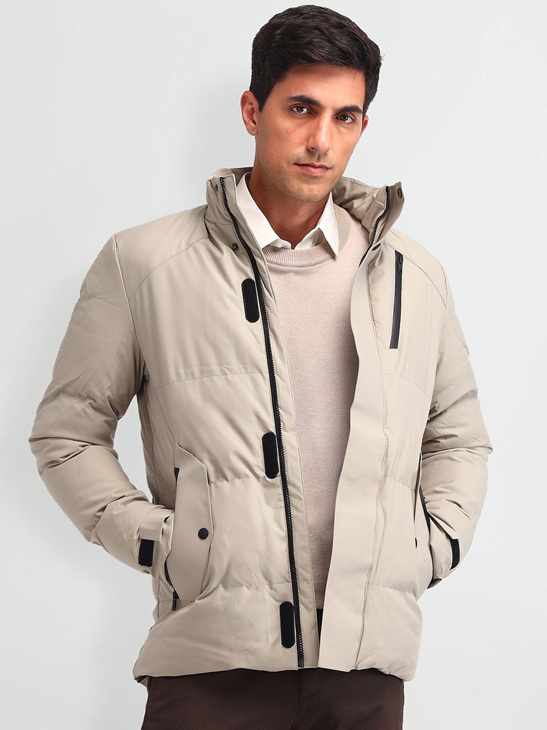 

Arrow Sport Men Colourblocked Polyester Padded Jacket, Beige