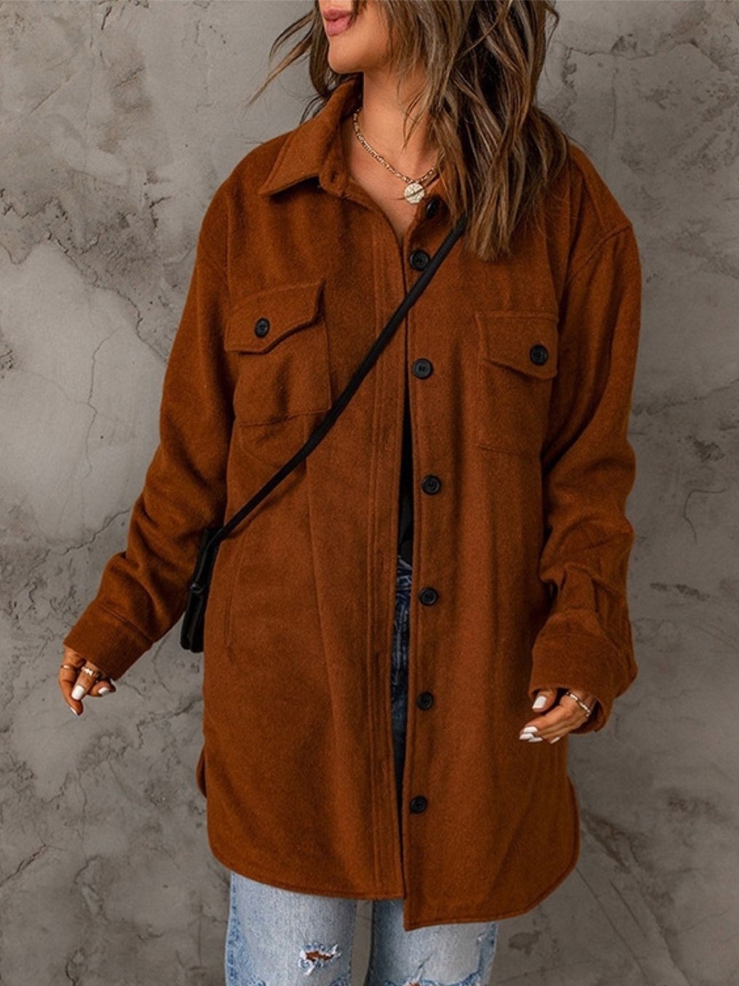 

StyleCast Women Long Sleeves Shirt Dress, Brown