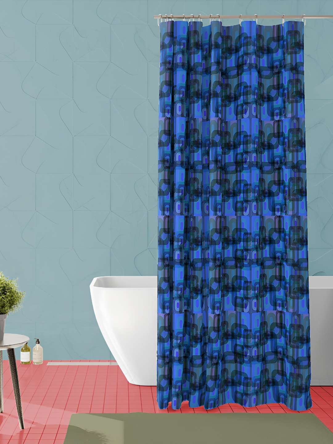 

ArtzFolio Blue & Black Printed Waterproof Shower Curtains