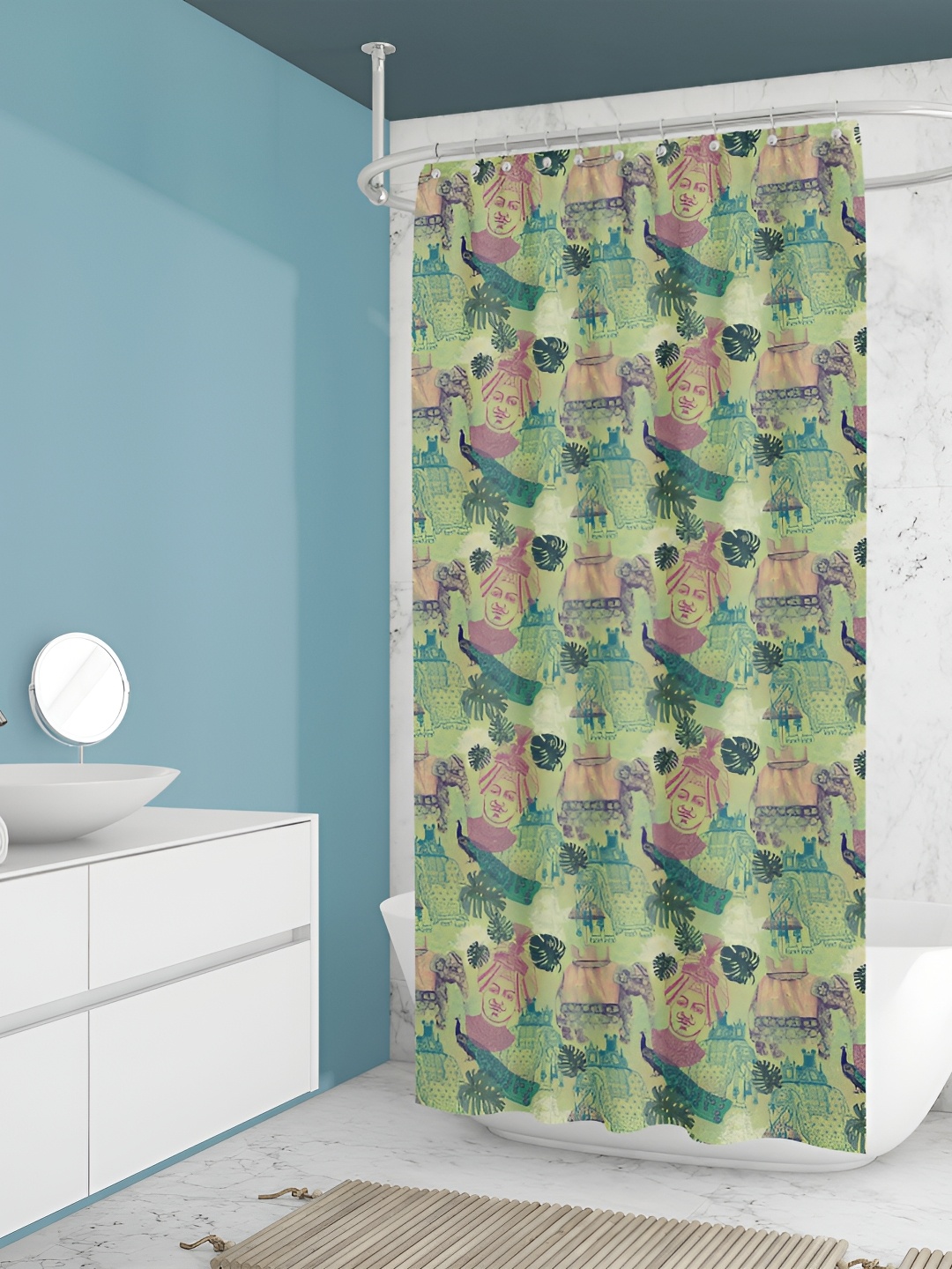 

ArtzFolio Purple & Green Printed Waterproof Shower Curtains