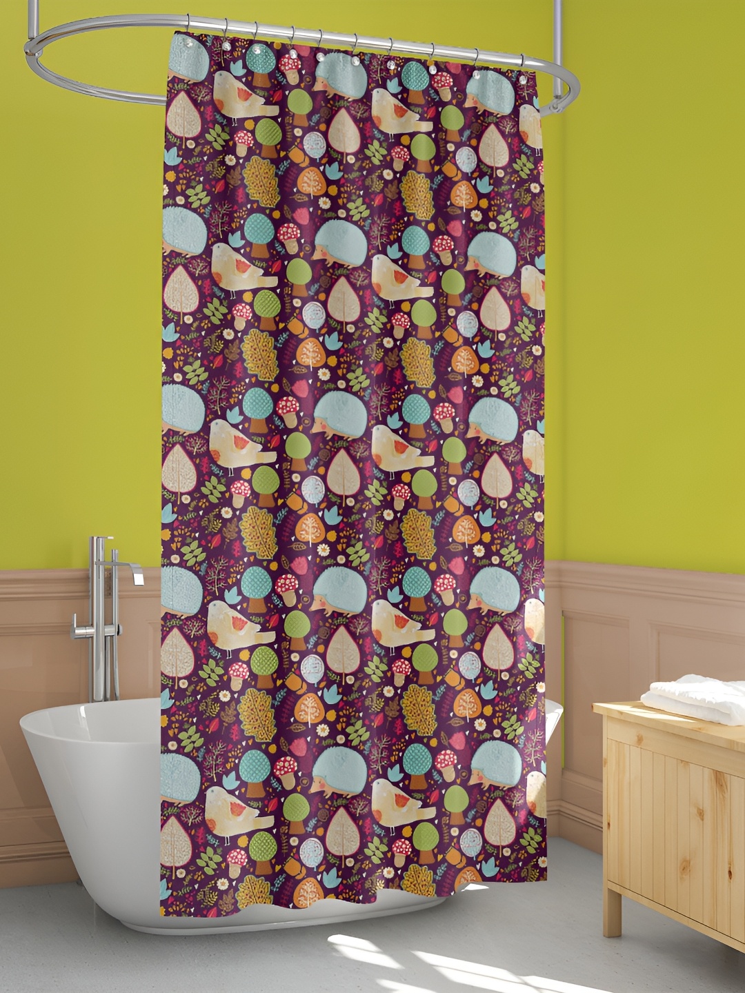 

ArtzFolio Brown & Blue Printed Waterproof Shower Curtain