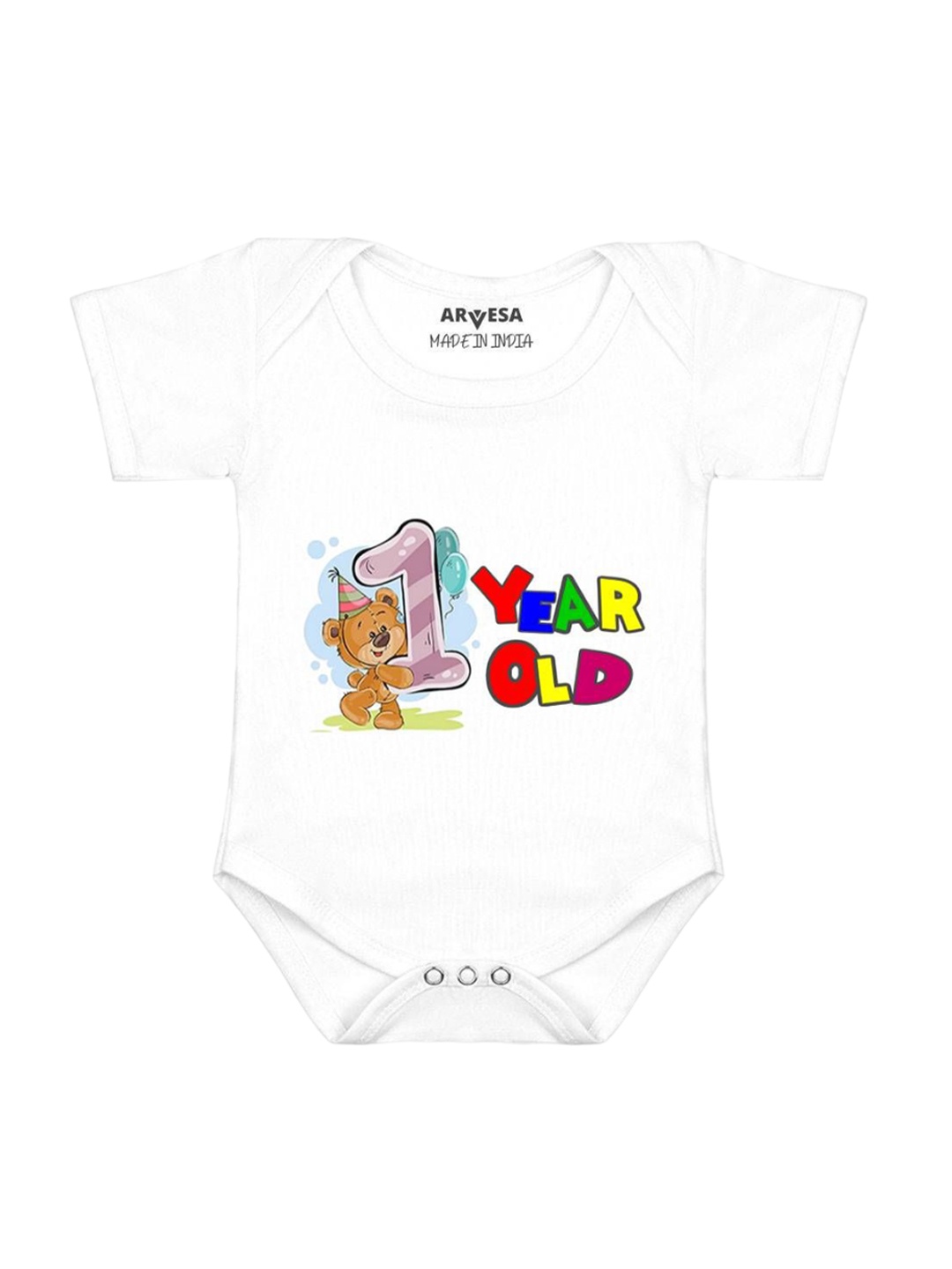 

Arvesa Kids Infants Printed Short Sleeve Bodysuit, White
