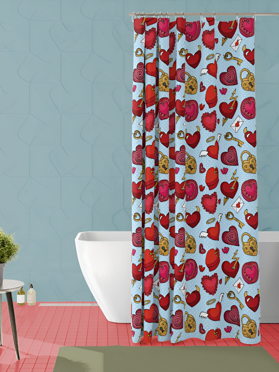 

ArtzFolio Blue & Red Abstract Printed Waterproof Shower Curtain