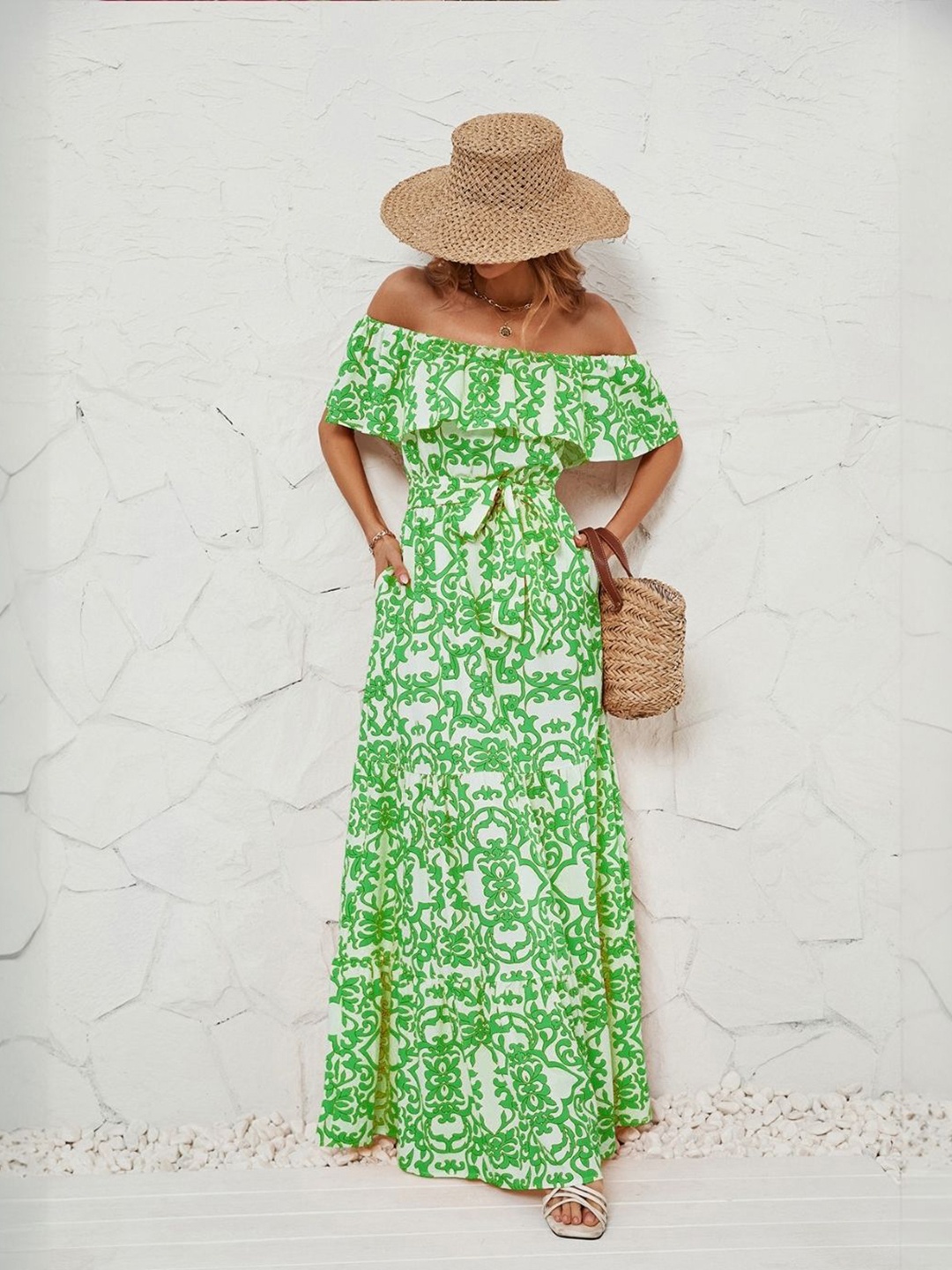 

StyleCast Floral Printed A-Line Maxi Dress, Green