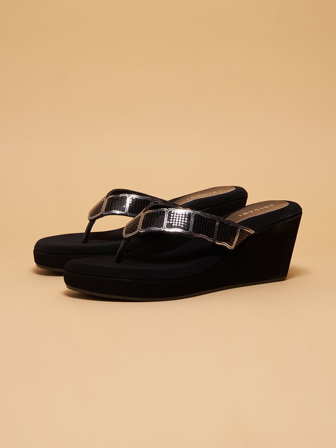 

ERIDANI Niya Slip-On Wedges, Black