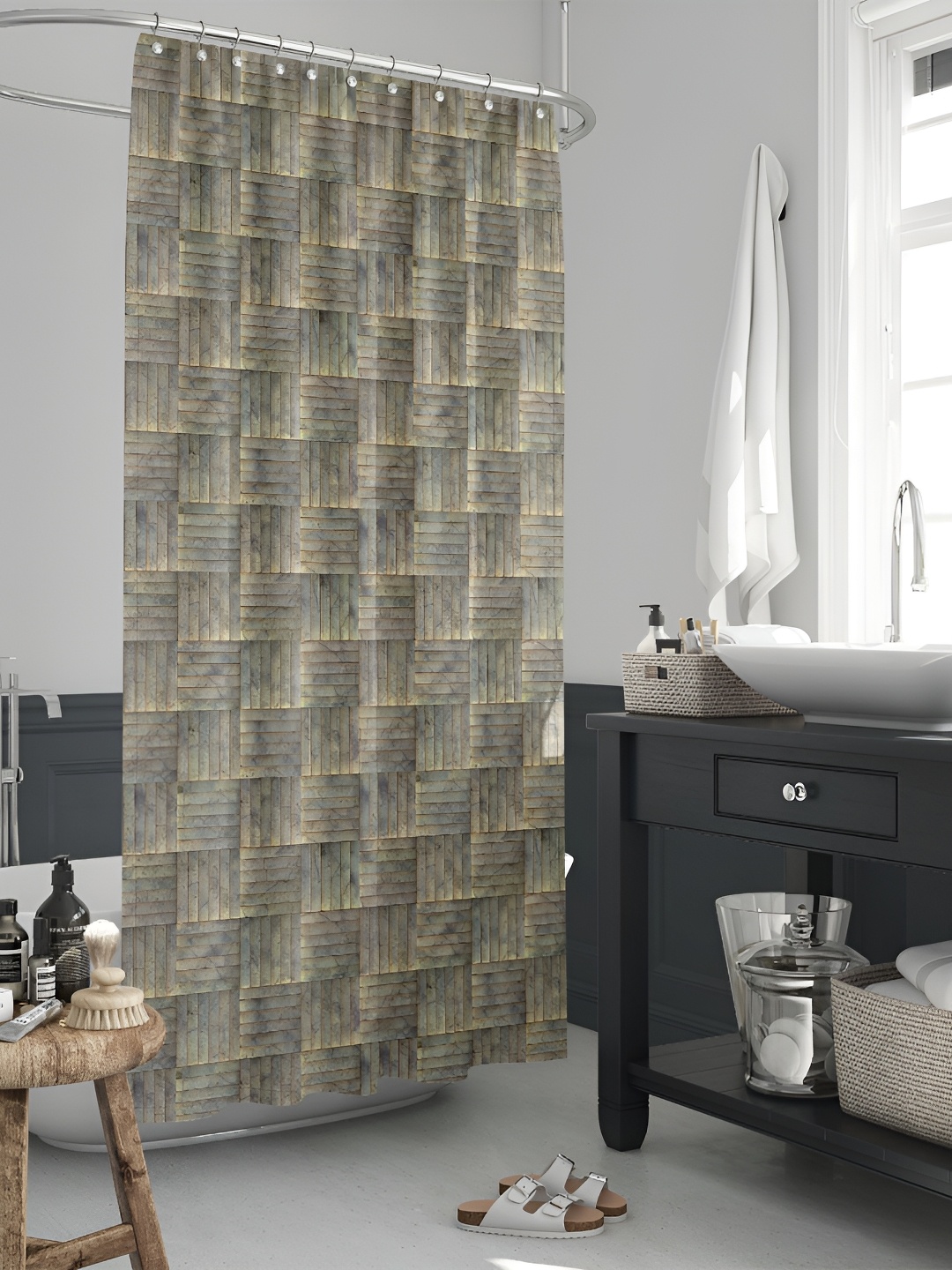 

ArtzFolio Green & Yellow Printed Waterproof Shower Curtains