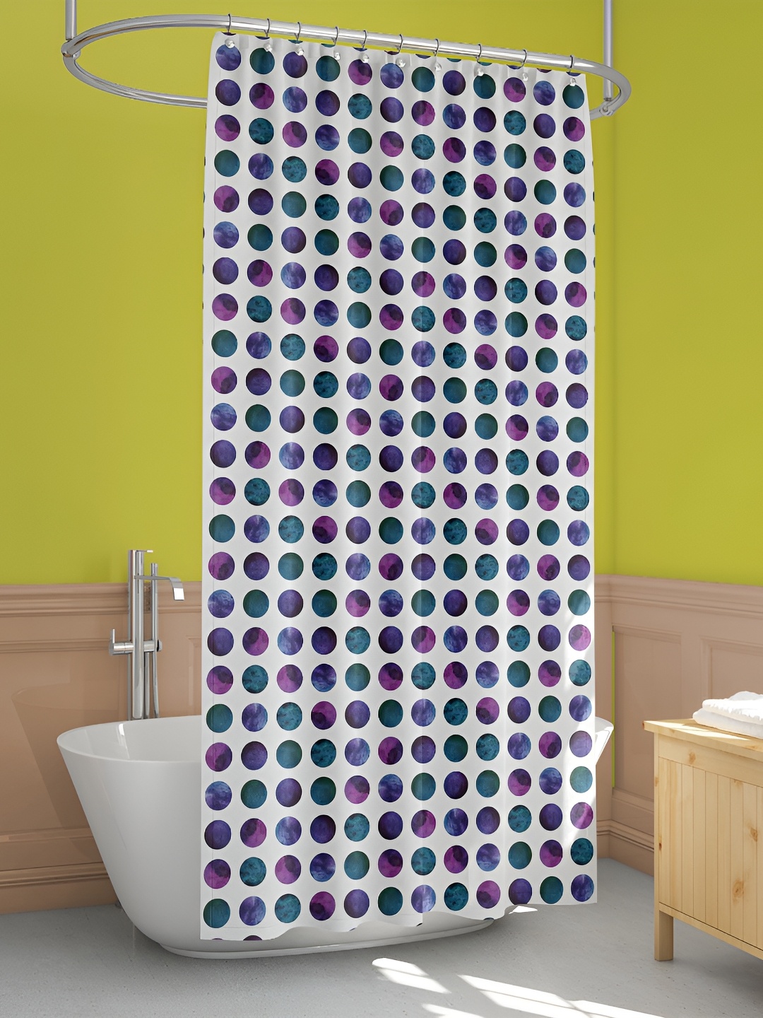 

ArtzFolio White & Purple Geometric Printed Waterproof Shower Curtain