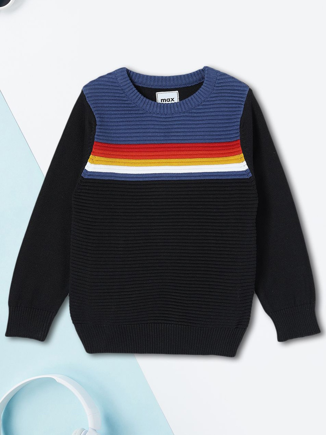 

max Boys Striped Sweaters, Black
