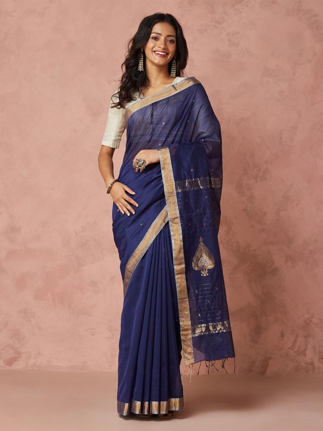 

Fabindia Woven Design Zari Saree, Purple