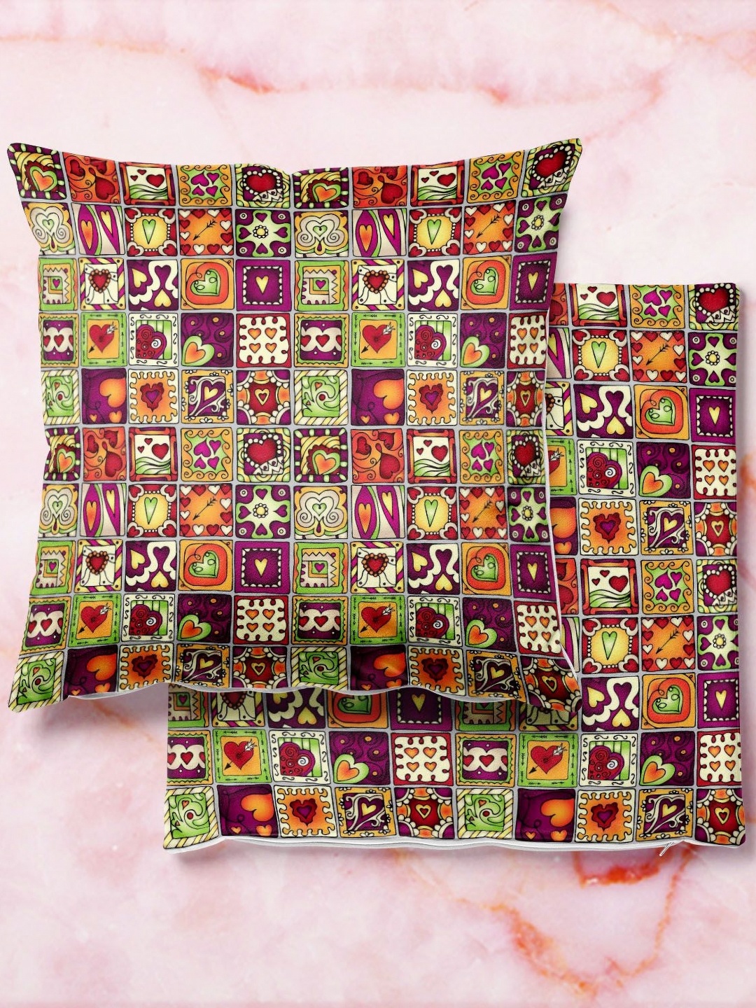 

ArtzFolio Multicoloured Set of 2 Velvet Square Cushion Covers, Multi
