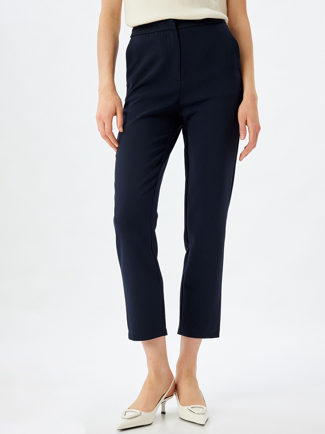 

Koton Women Mid-Rise Parallel Trousers, Navy blue