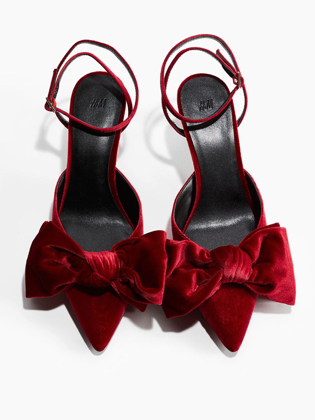 

H&M Women Bow-Detail Velour Court Heels, Red