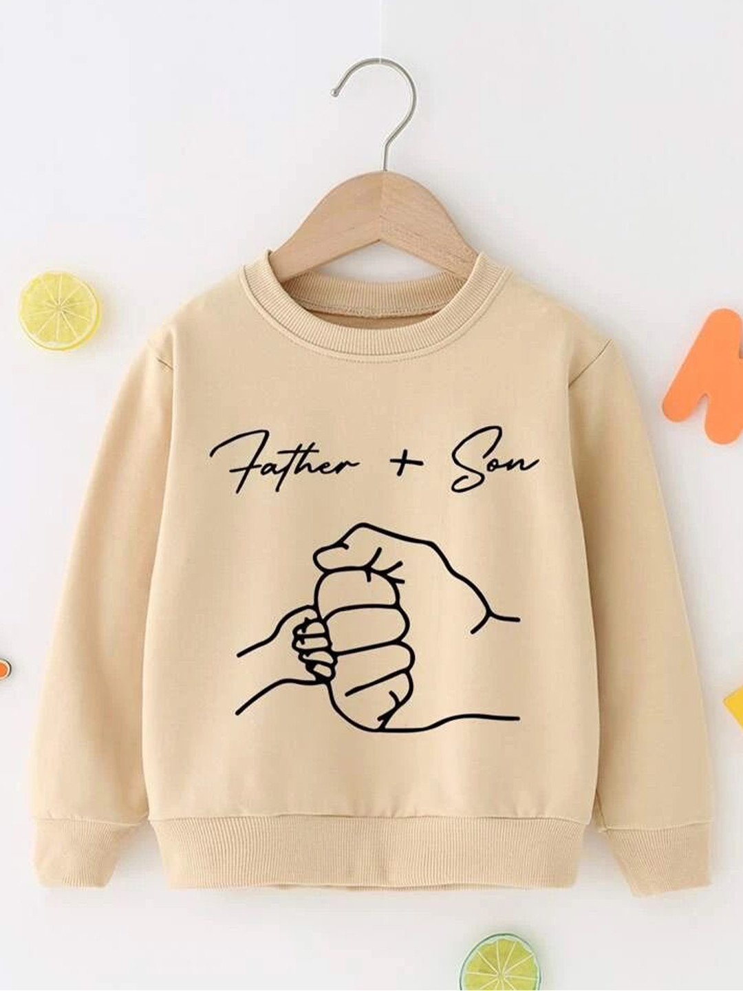 

TABADTOD Kids Printed Hooded Sweatshirt, Beige