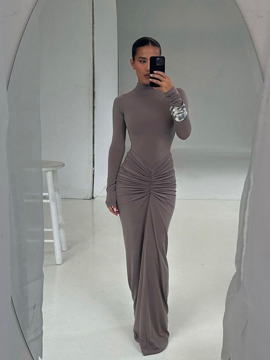 

HERE&NOW Women Bodycon Maxi Dress, Grey