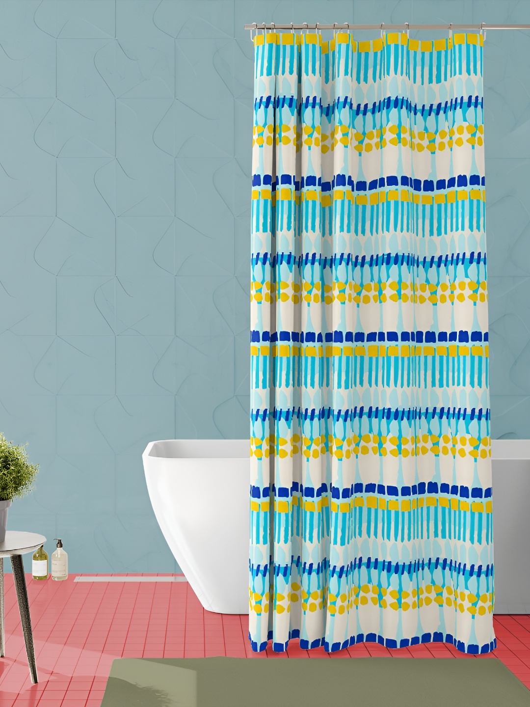 

ArtzFolio Yellow & Blue Abstract Printed Waterproof Shower Curtain