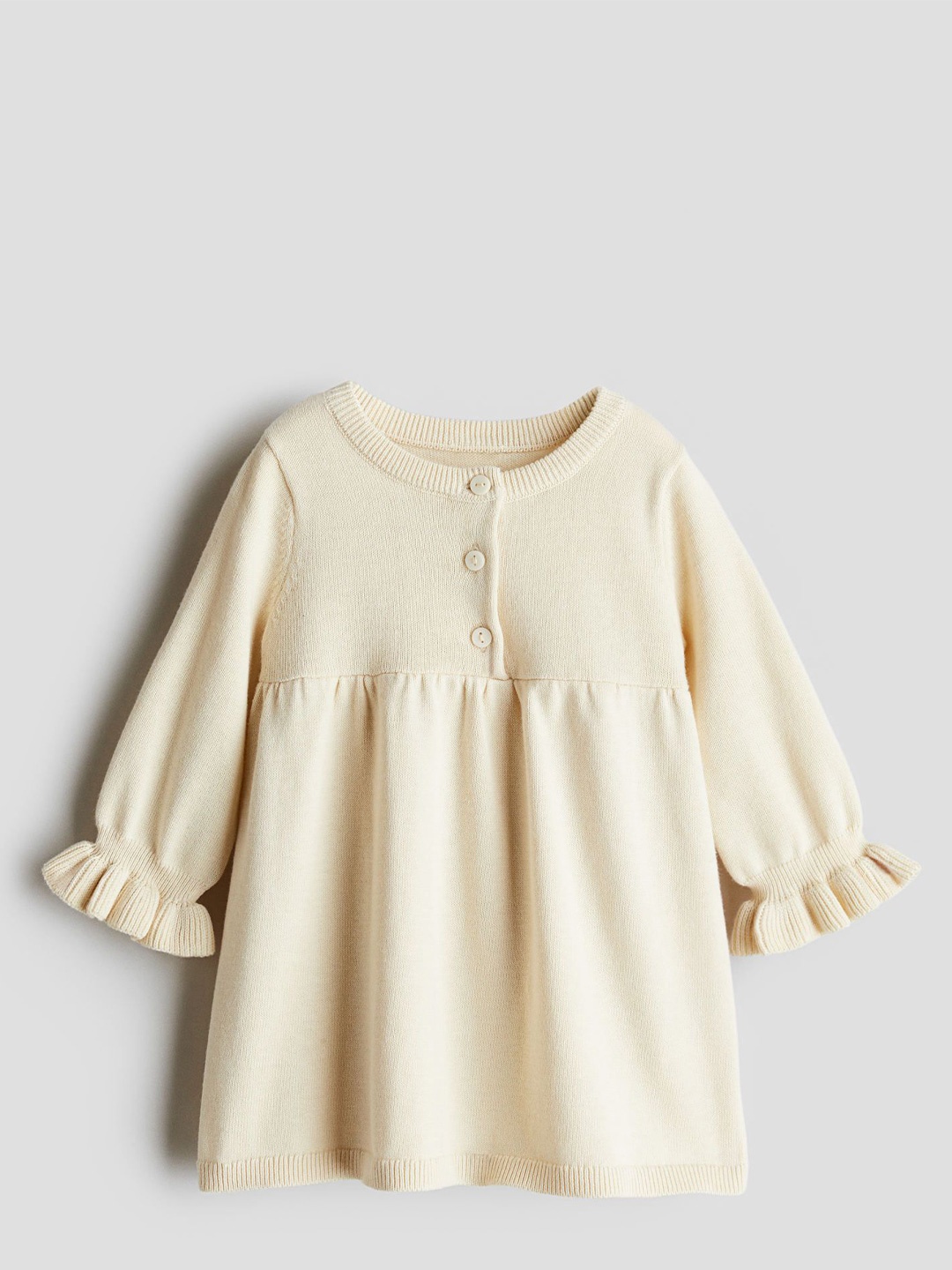 

H&M Infant Girls Pure Cotton Knitted Dress, Beige